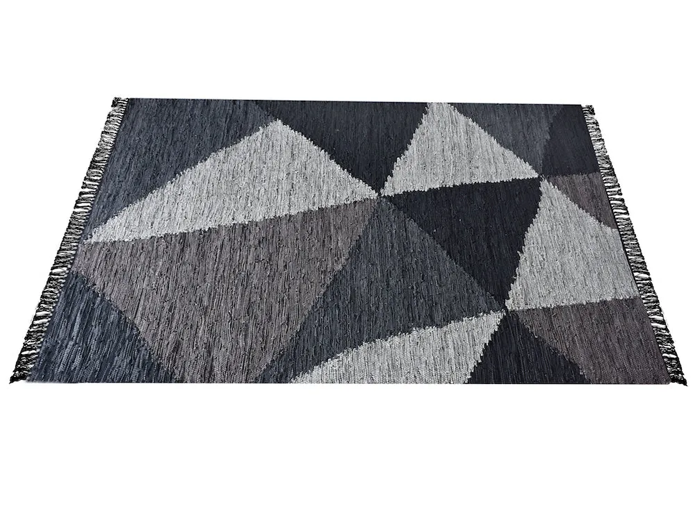Raphael Black and Grey Woven Leather Rug