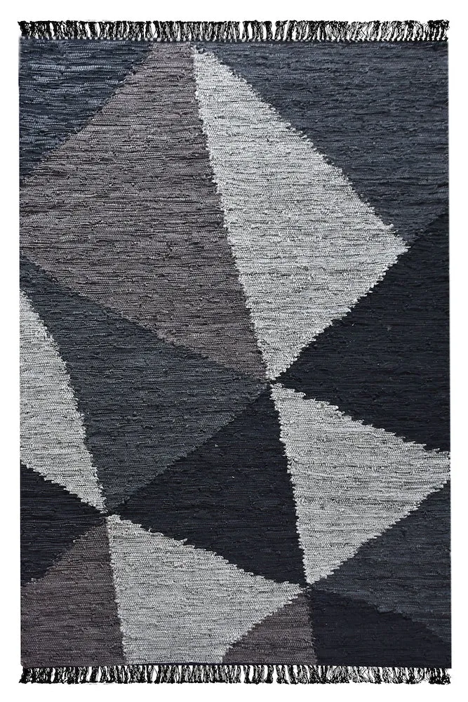 Raphael Black and Grey Woven Leather Rug