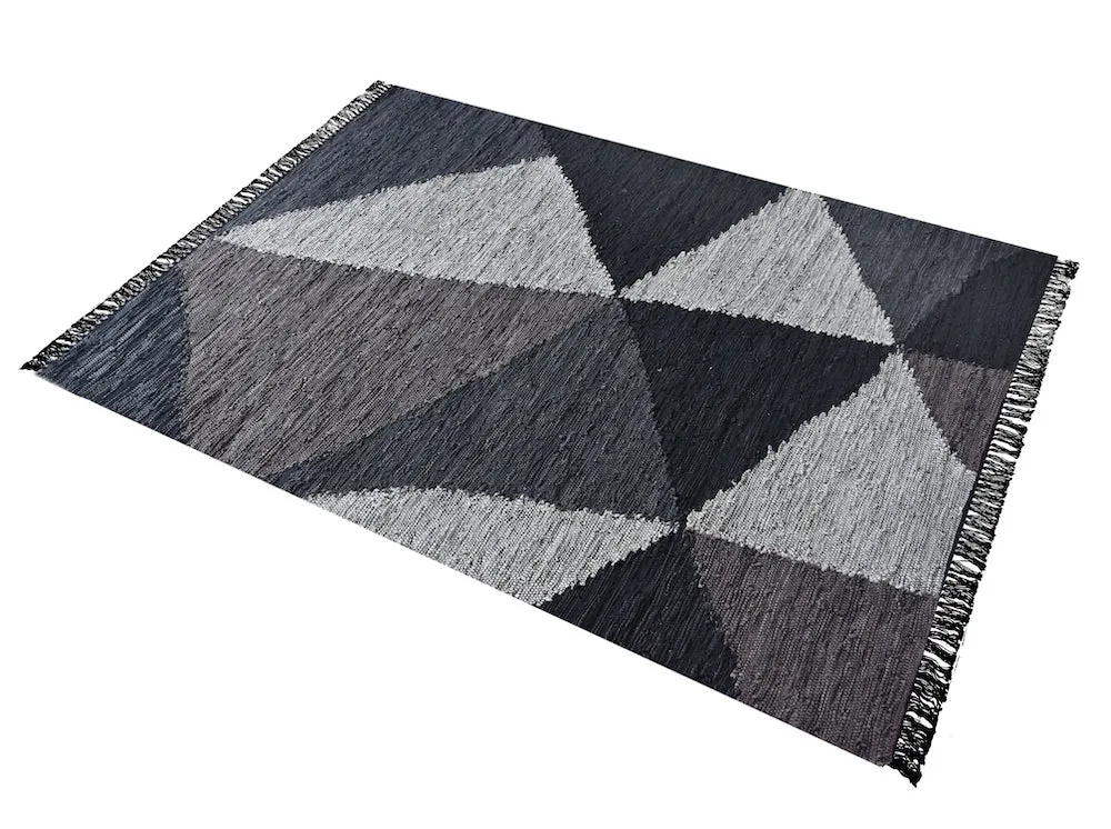Raphael Black and Grey Woven Leather Rug