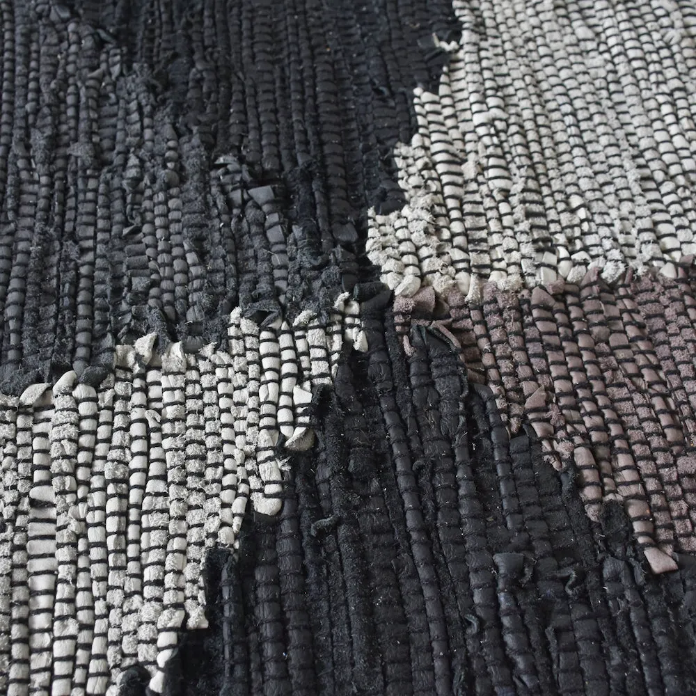 Raphael Black and Grey Woven Leather Rug