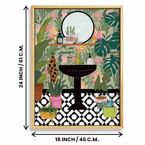 SAF painting Premium Digital Paintings with Frame for Home Decoration - Beautiful greeny leaf modern art Painting for Living Room Bedroom Office Room Decor - Painting for Wall Decoration 61 cm x 46 cm