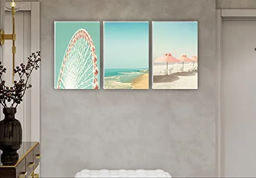 SAF paintings Set Of 3 Beach MDF Self Installation Digital Reprint Painting SA-SANFSX30077