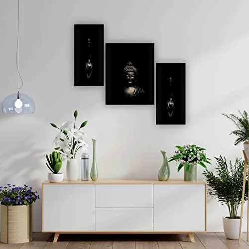 SAF paintings set of 3 Buddha religious modern art wall painting for living room 13.5 inch x 22.5 inch SAFS30365