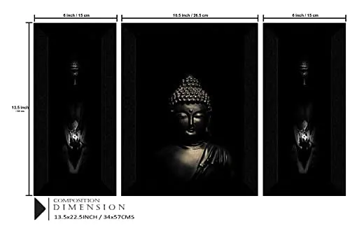 SAF paintings set of 3 Buddha religious modern art wall painting for living room 13.5 inch x 22.5 inch SAFS30365