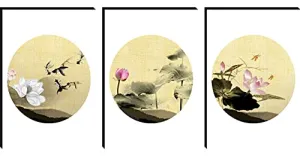 SAF paintings Set Of 3 Flower MDF Self Installation Digital Reprint Painting SA-SANFSX30098