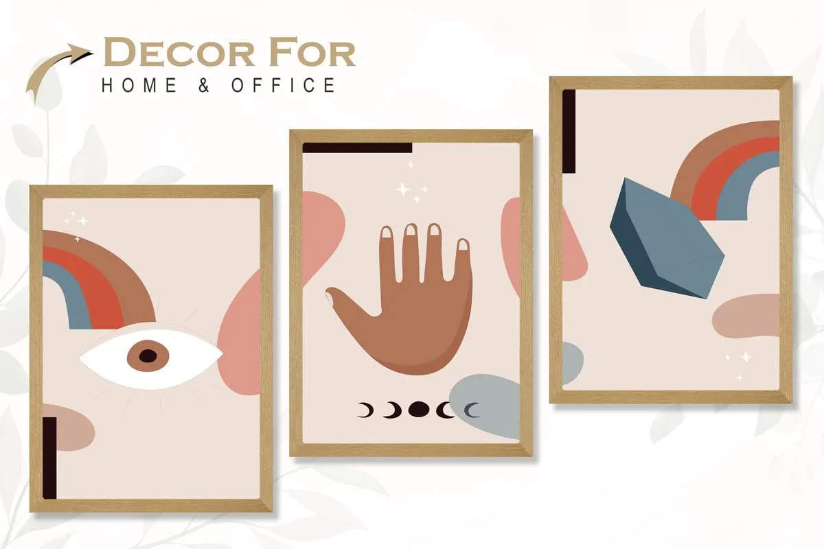 SAF paintings Set of 3 Modern Art Brown Frame painting for Wall Decoration,Home and Office OL-B108K3