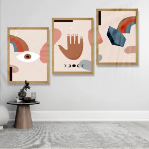SAF paintings Set of 3 Modern Art Brown Frame painting for Wall Decoration,Home and Office OL-B108K3