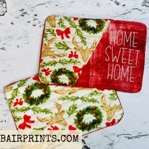 Set of Two Christmas Deer Mug Rug