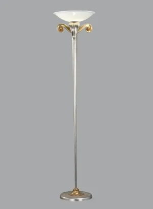 Silver Floor Lamp Uplighter With Frosted Glass