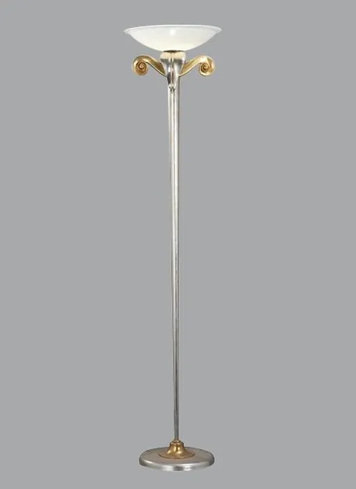Silver Floor Lamp Uplighter With Frosted Glass