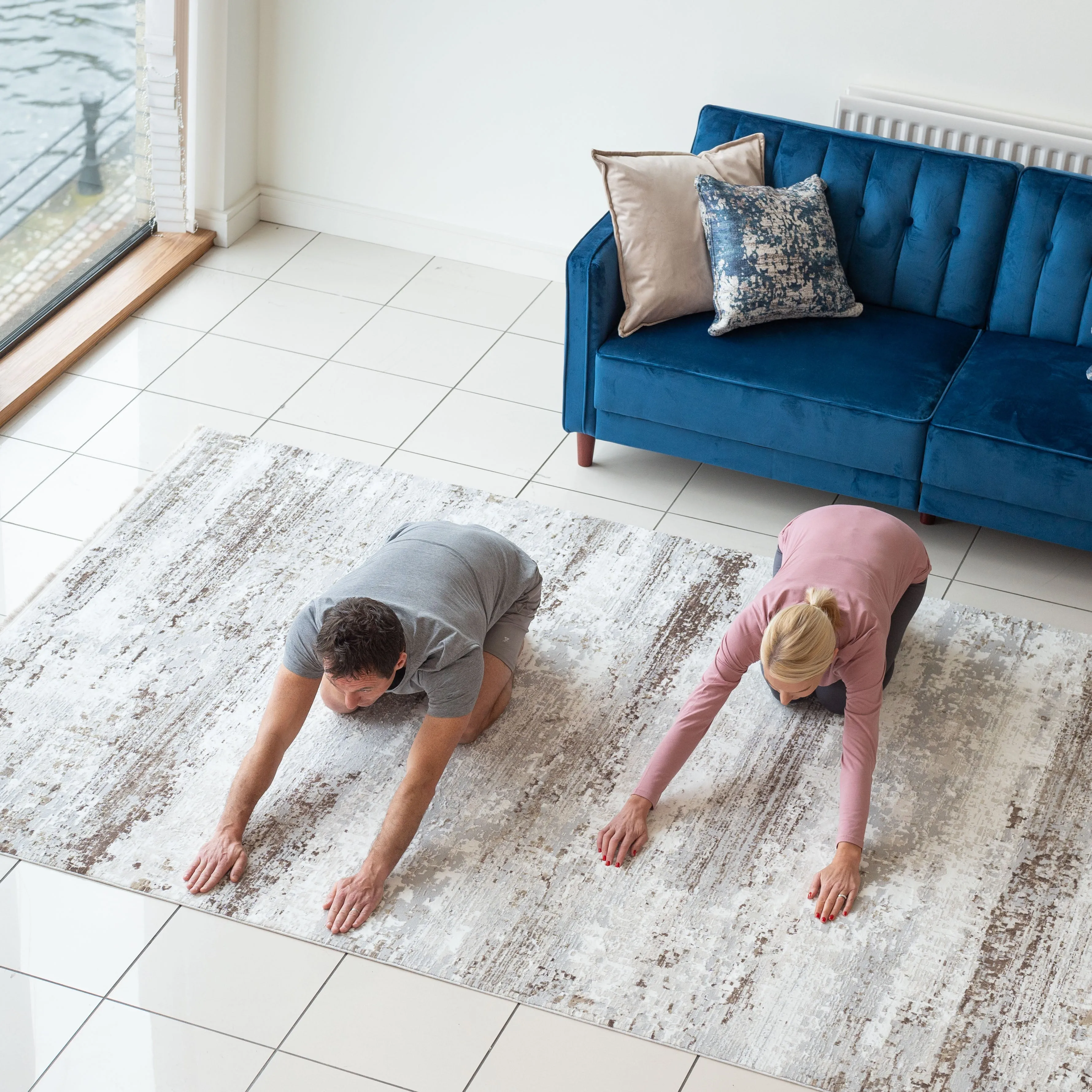 Soft Beige Modern Distressed Rug - Zoya