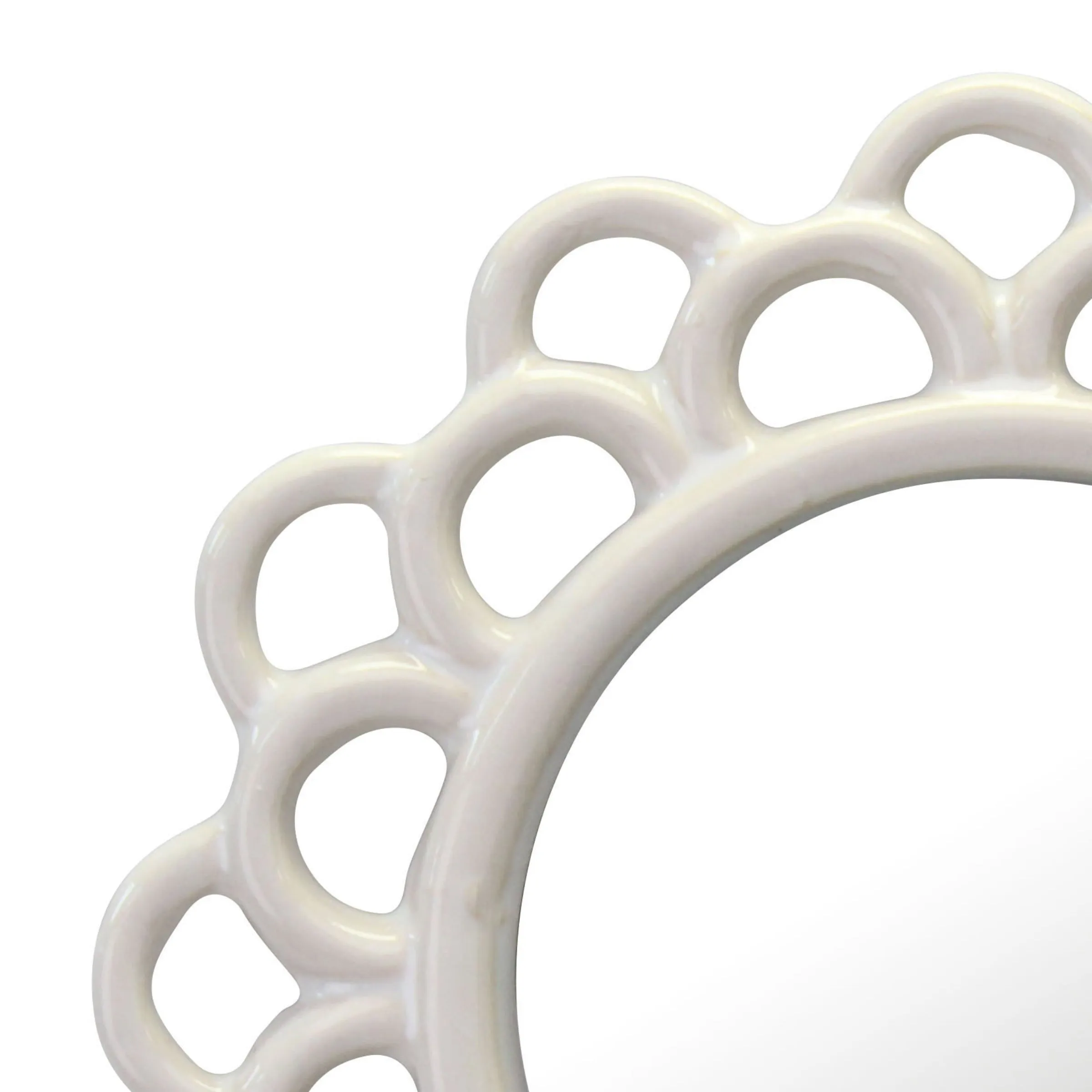 Stonebriar Decorative 9" Ivory Round Ceramic Cutout Accent Wall Mirror (WS)