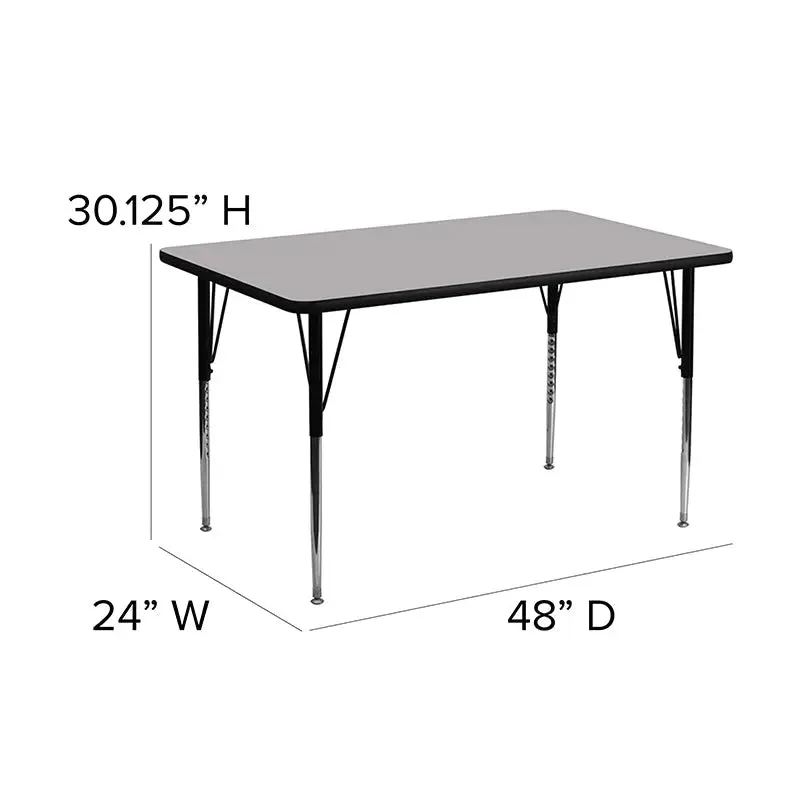 Sydney 24''W x 48''L Rectangular Thermal Laminate Activity Table - Standard Height Adjustable Legs
