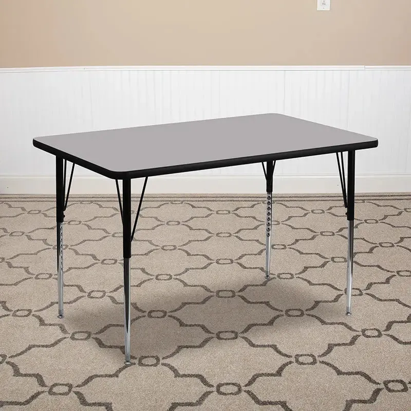 Sydney 24''W x 48''L Rectangular Thermal Laminate Activity Table - Standard Height Adjustable Legs