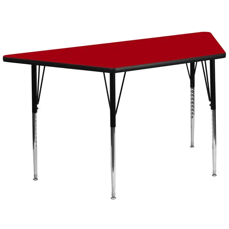 Sydney 29''W x 57''L Trapezoid Thermal Laminate Activity Table - Standard Height Adjustable Legs