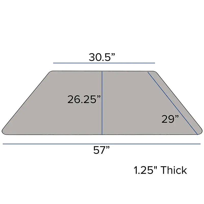 Sydney 29''W x 57''L Trapezoid Thermal Laminate Activity Table - Standard Height Adjustable Legs
