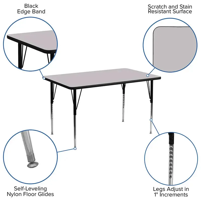 Sydney 30''W x 48''L Rectangular Thermal Laminate Activity Table - Standard Height Adjustable Legs