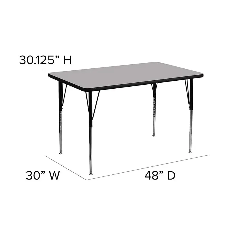 Sydney 30''W x 48''L Rectangular Thermal Laminate Activity Table - Standard Height Adjustable Legs