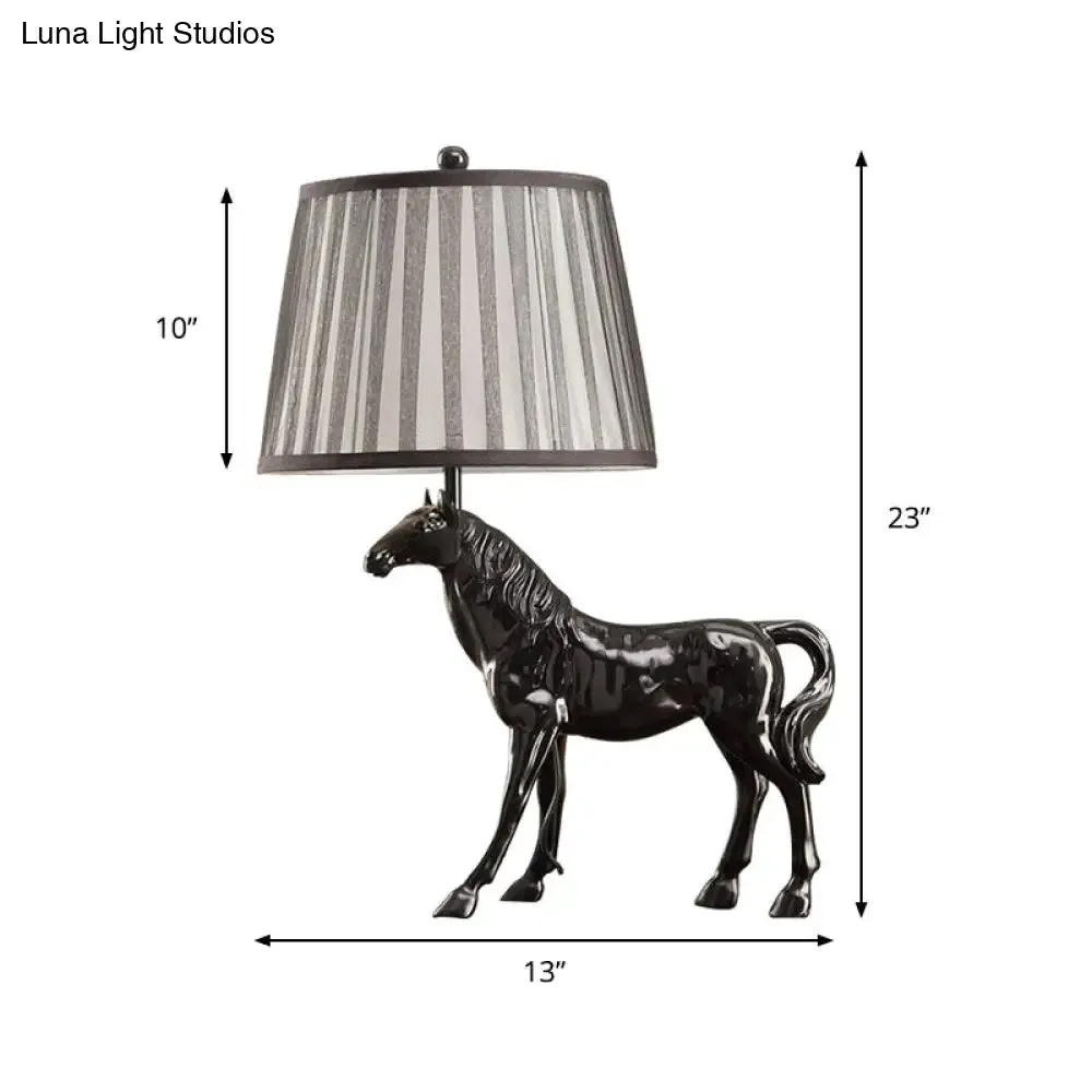 Tania Borealis - Antiqued White Fabric Desk Lamp with Animal Base