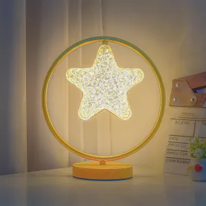 The Better Home Dimmable Table Lamp for Bedroom-29cm| Wood Base with Acrylic Shade |Study Table Lamp for Study| Gift for House Warming Ceremony| Aesthetic Table Lamp for Living Room-Star Shaped