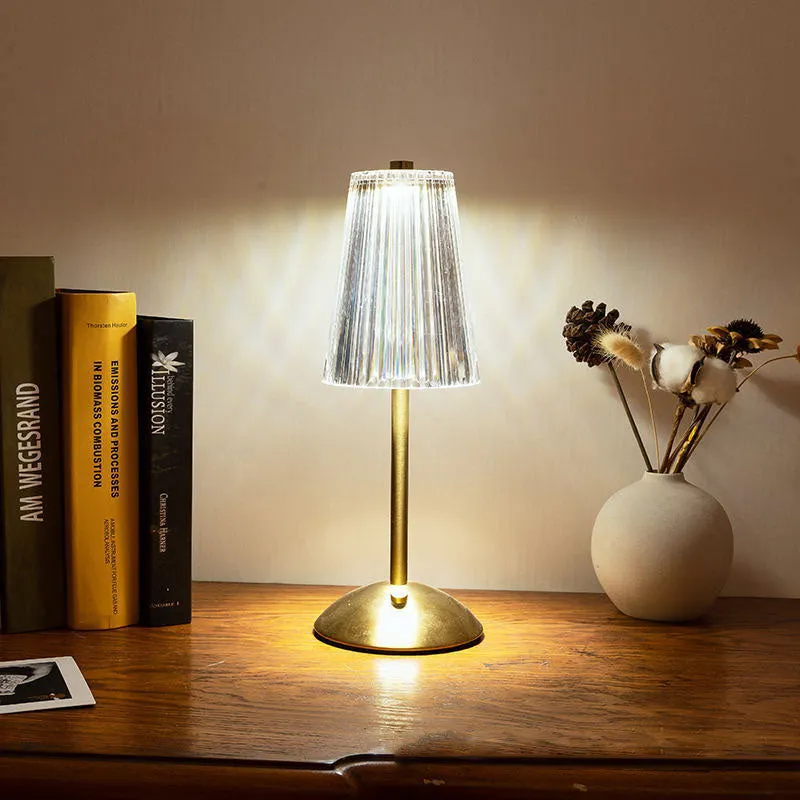 Traditional Vintage Flower Metal Acrylic LED Table Lamp For Bedroom