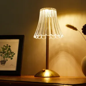 Traditional Vintage Flower Metal Acrylic LED Table Lamp For Bedroom