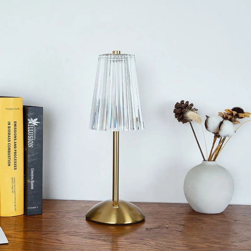 Traditional Vintage Flower Metal Acrylic LED Table Lamp For Bedroom