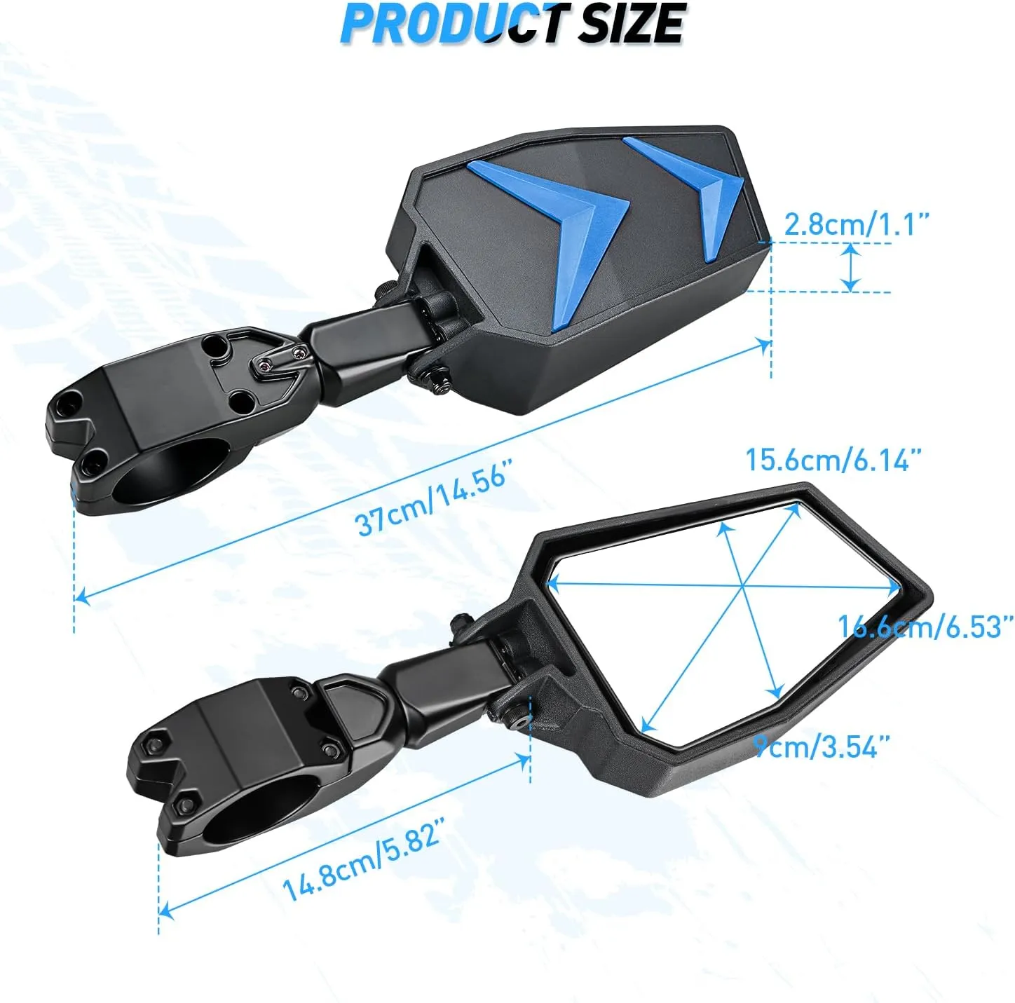 UTV Side Mirrors Offroad Rear View Universal Fits 1.75-2inch Roll Bar Clamp Polaris Ranger RZR Pioneer Can-Am Commander Kawasaki Yamaha Cfmoto
