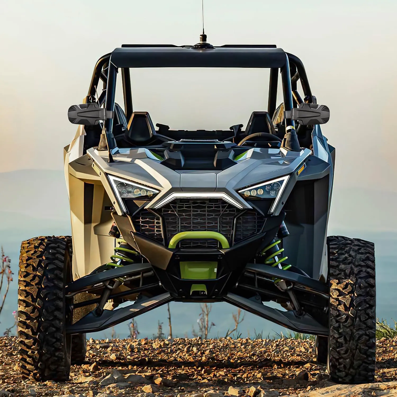 UTV Side Mirrors Offroad Rear View Universal Fits with Windshield for 1.75inch Roll Cage Polaris Ranger RZR Pioneer Can-Am Commander Kawasaki Yamaha Cfmoto