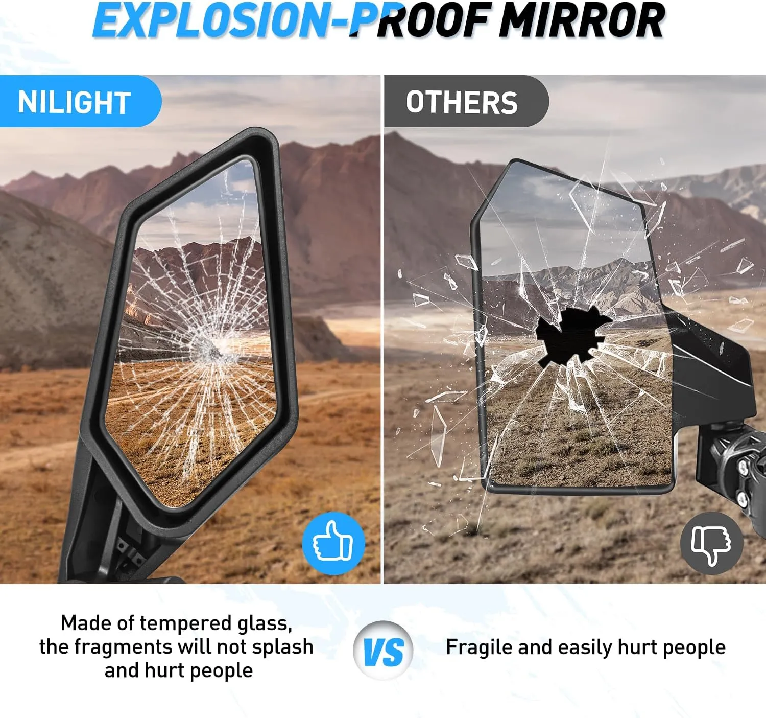 UTV Side Mirrors Upgraded 360 Degree Universal Fit For 2016-2023 Can Am Maverick X3 Turbo R