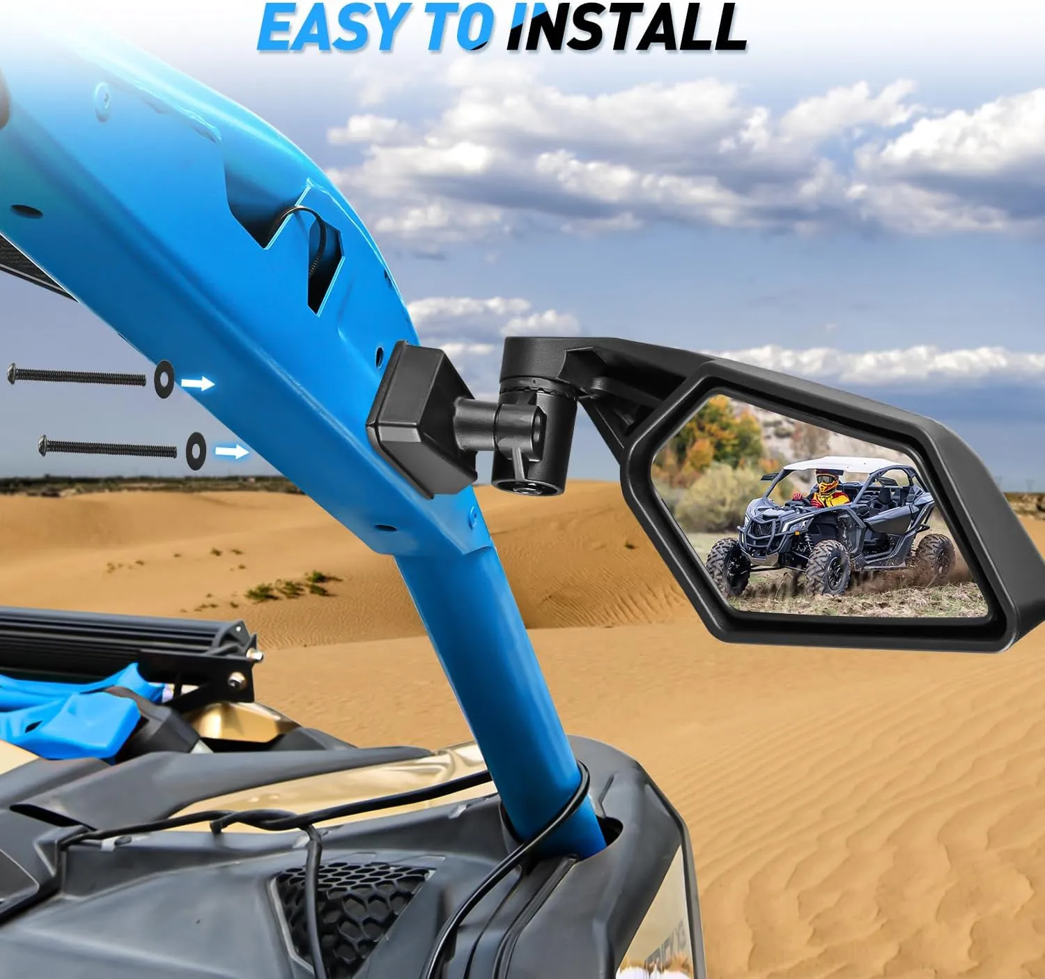 UTV Side Mirrors Upgraded 360 Degree Universal Fit For 2016-2023 Can Am Maverick X3 Turbo R