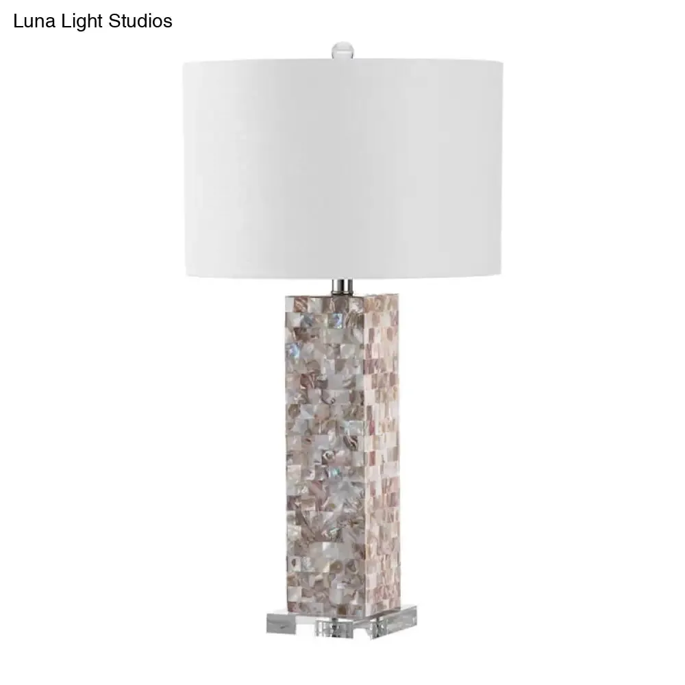 Valeria - Country Style Checkered Shell Night Lamp with White Shade