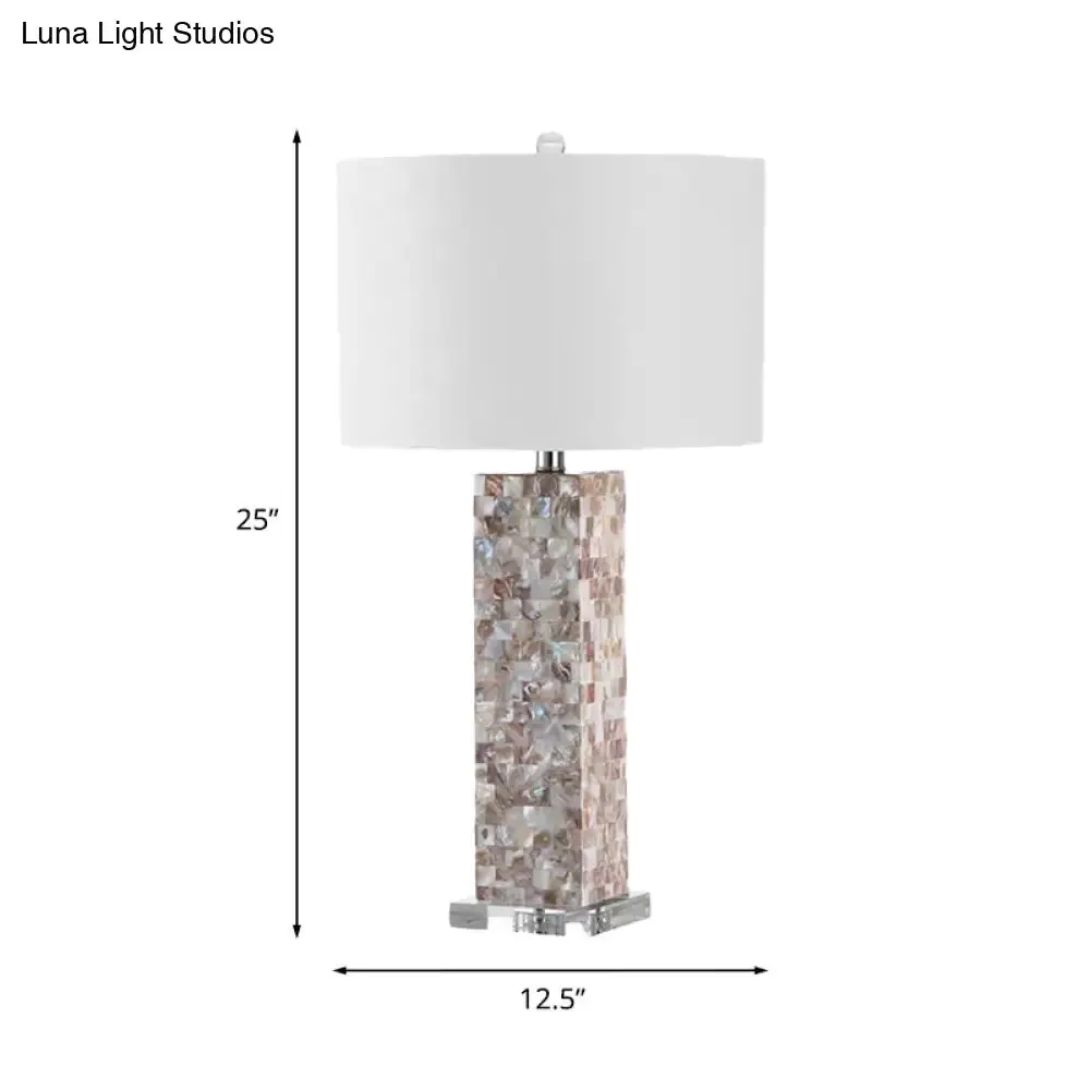 Valeria - Country Style Checkered Shell Night Lamp with White Shade