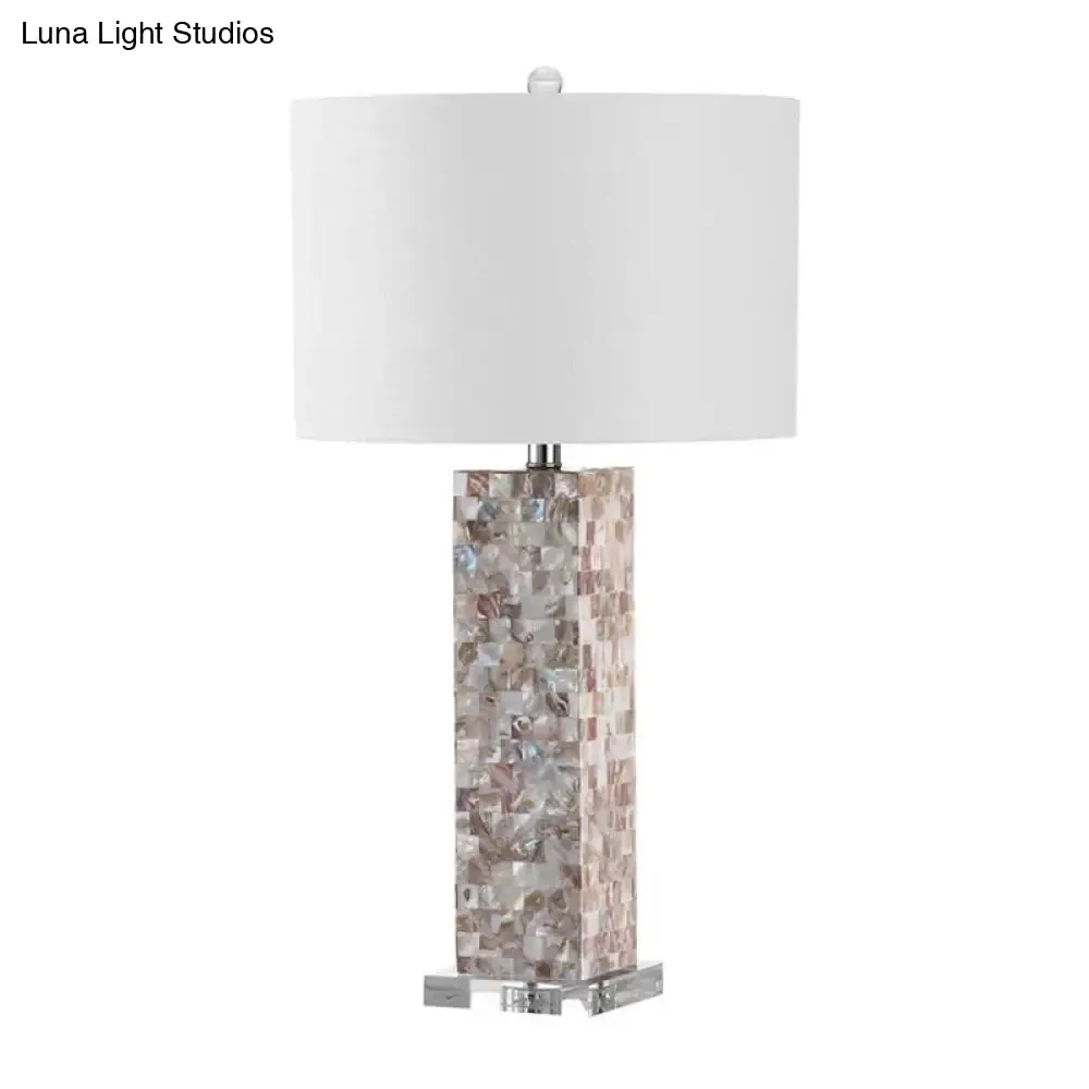 Valeria - Country Style Checkered Shell Night Lamp with White Shade