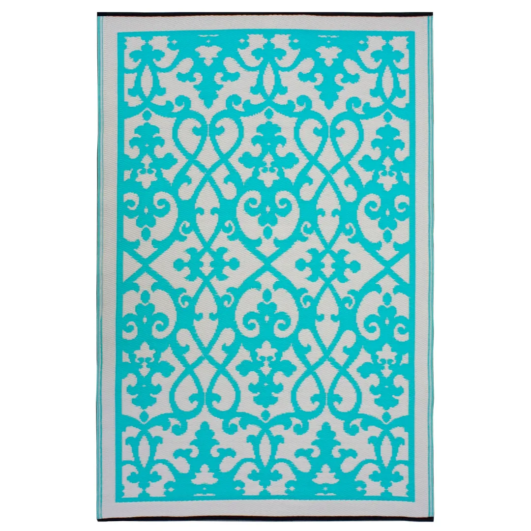 Venice Turquoise and Cream Traditional Outdoor Area Rug