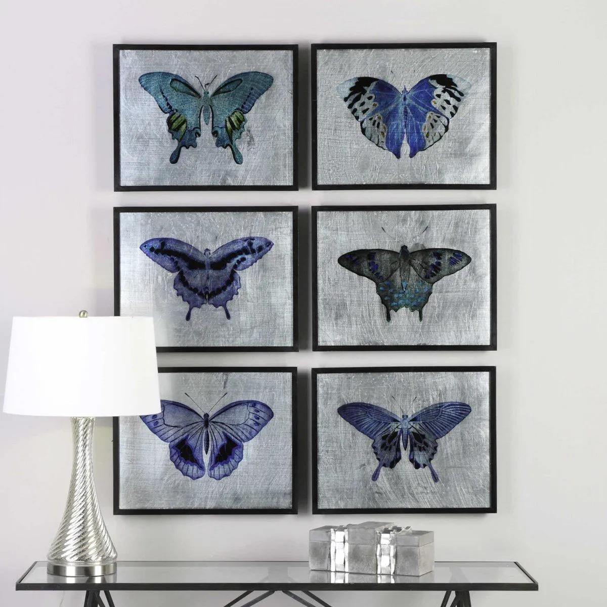 VIBRANT BUTTERFLIES FRAMED PRINTS, S/6