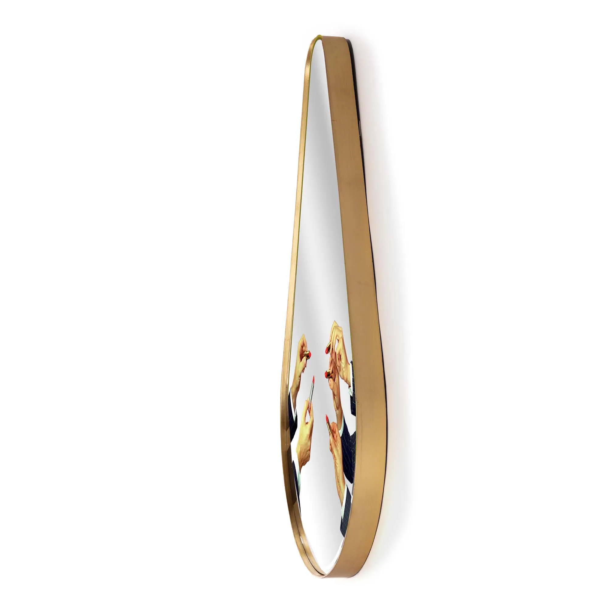 Wall Mirror Pear Shaped Gold Frame Lipsticks