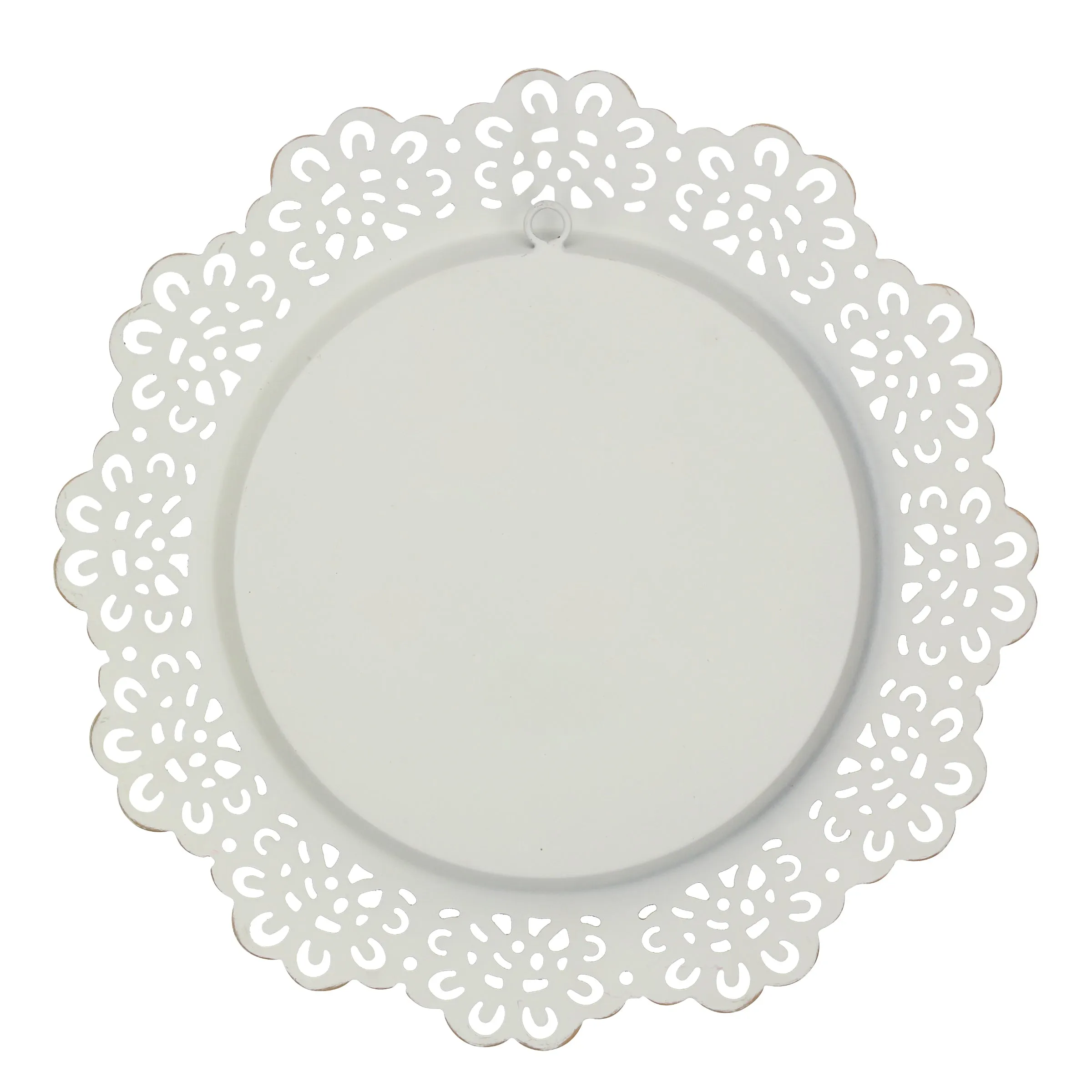 White Metal Lace Wall Mirror - 12 in.