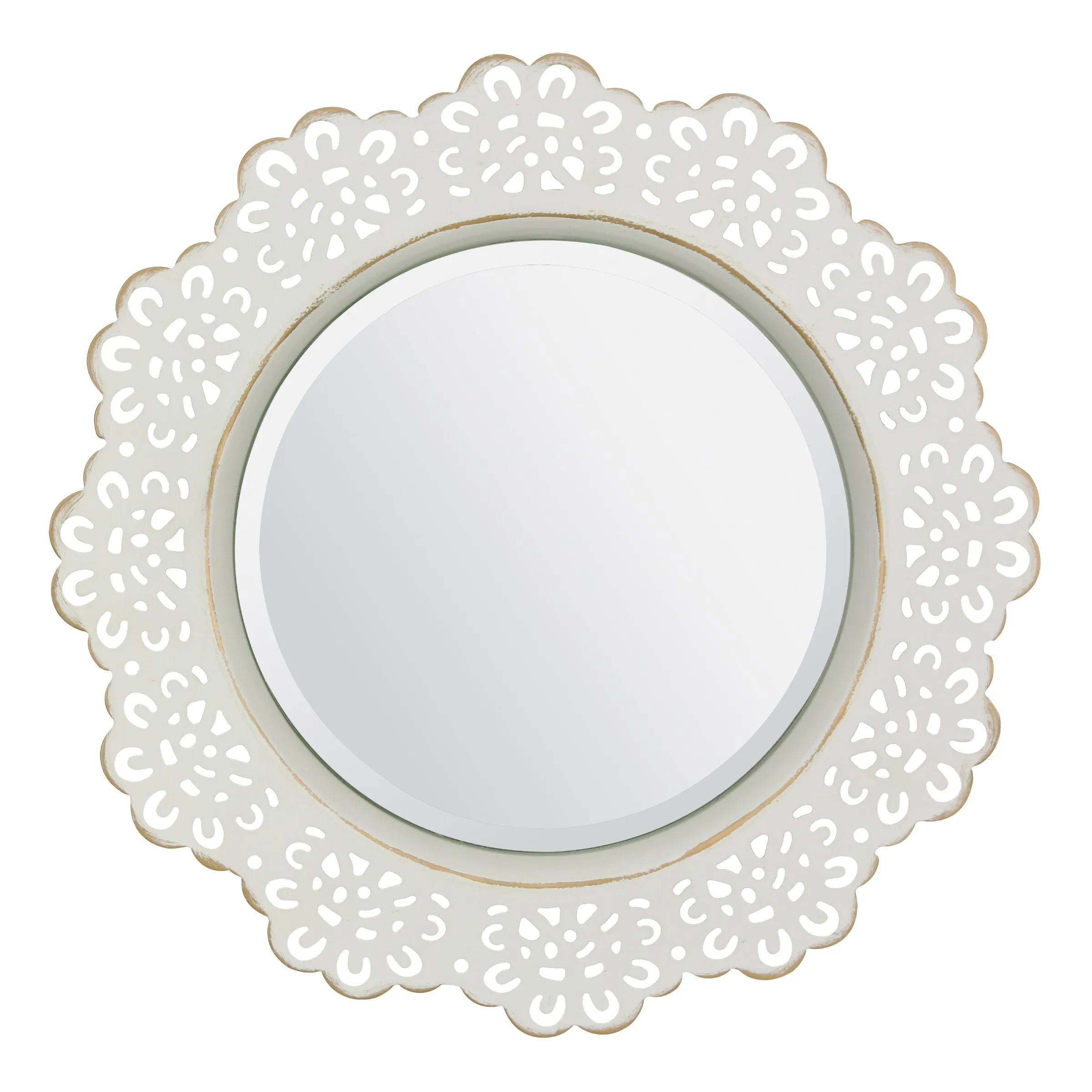 White Metal Lace Wall Mirror - 12 in.