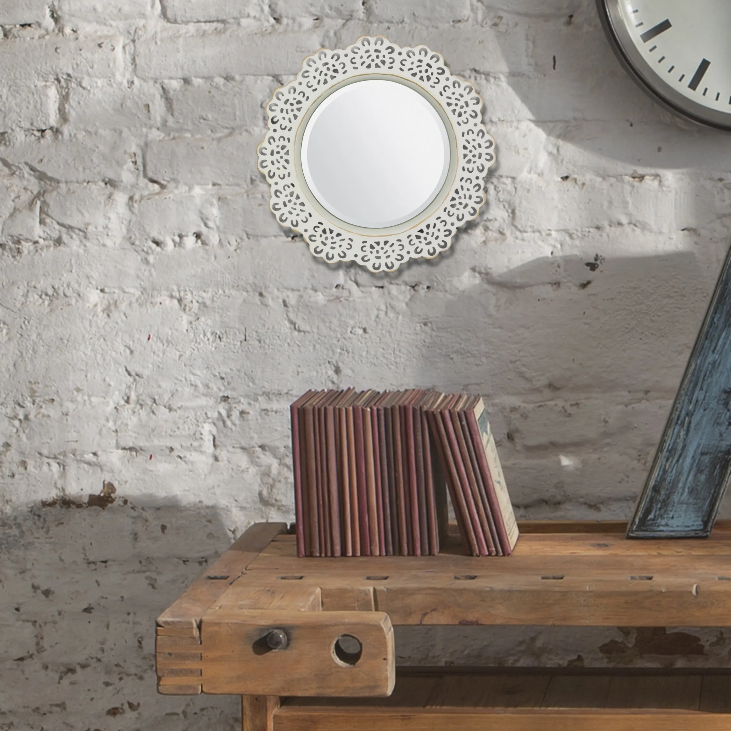 White Metal Lace Wall Mirror - 12 in.