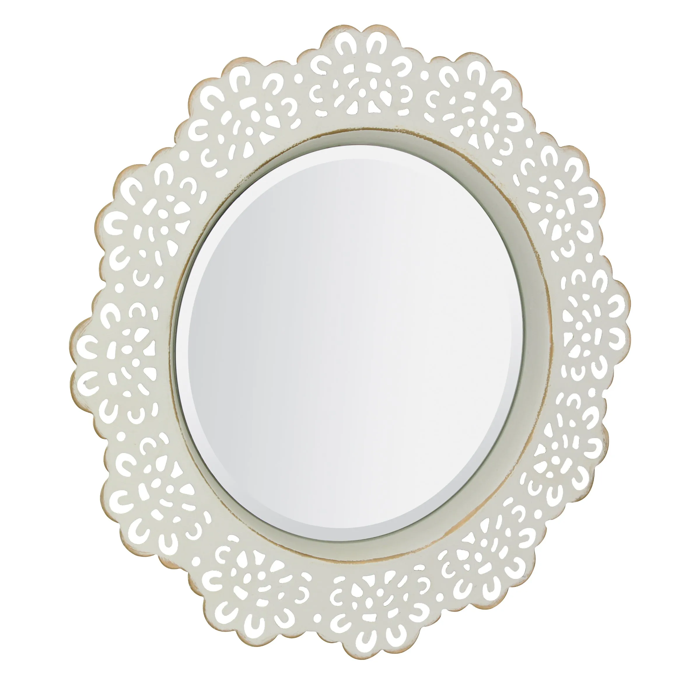 White Metal Lace Wall Mirror - 12 in.