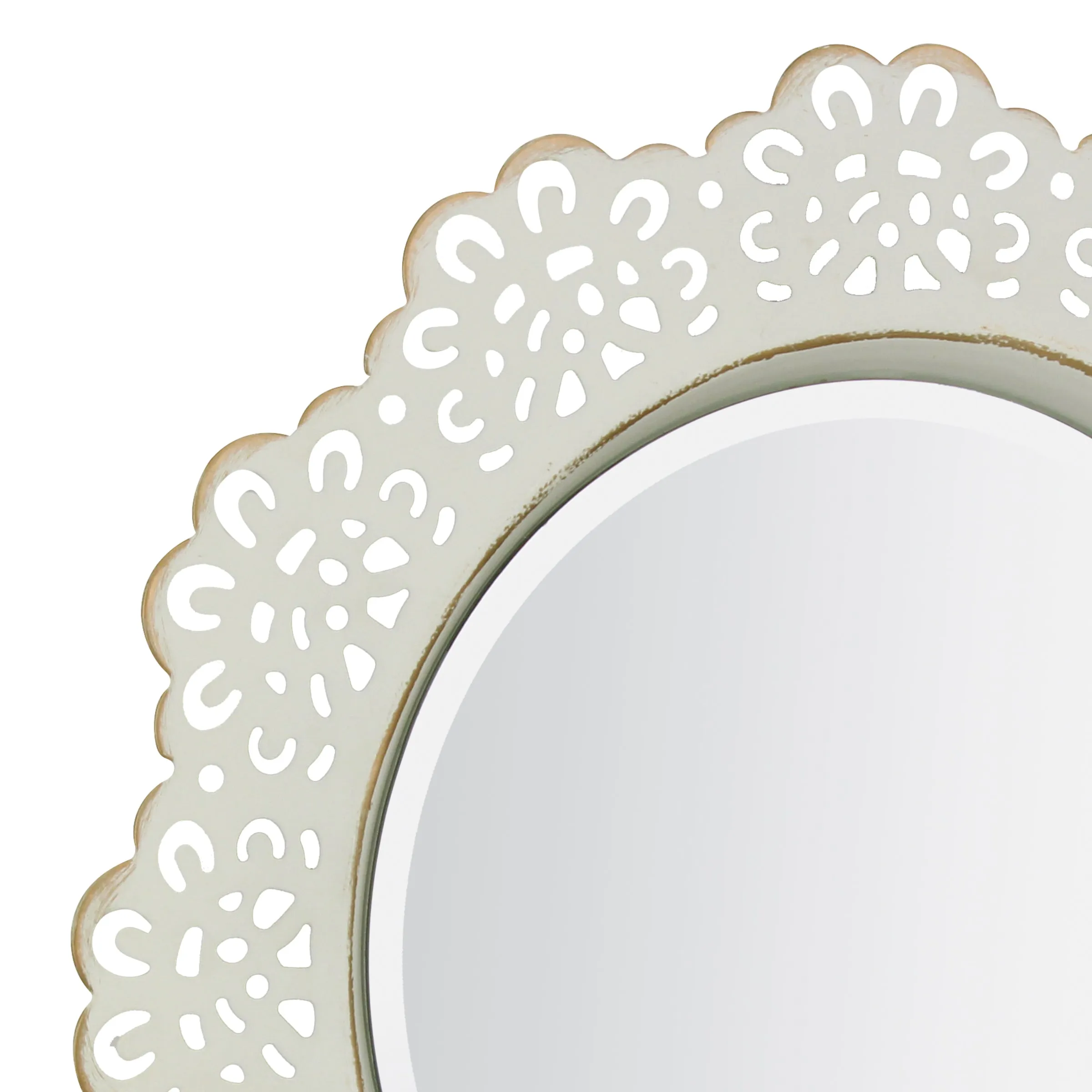 White Metal Lace Wall Mirror - 12 in.