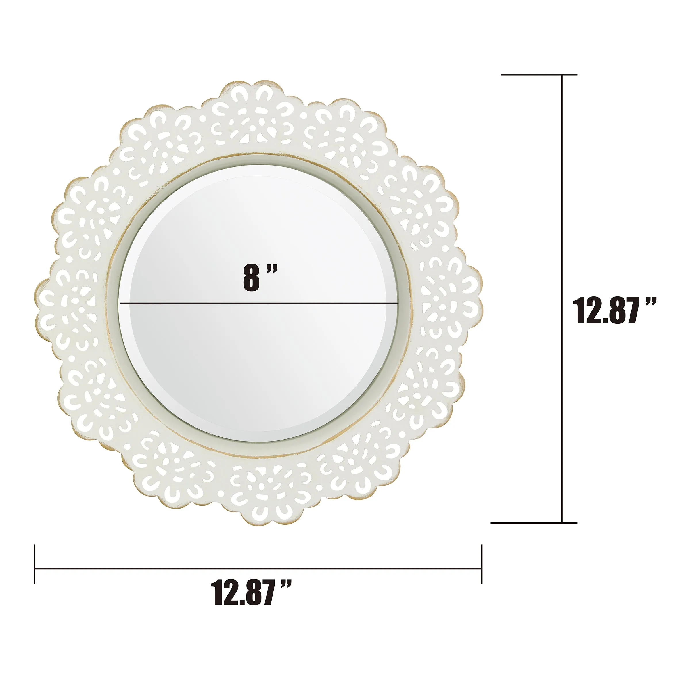 White Metal Lace Wall Mirror - 12 in.
