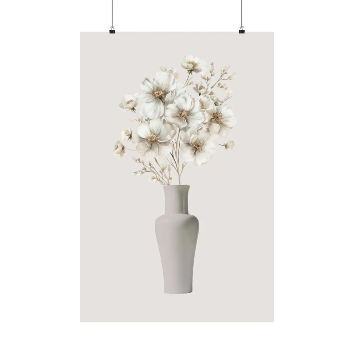 White Rustic Flower Wall Art